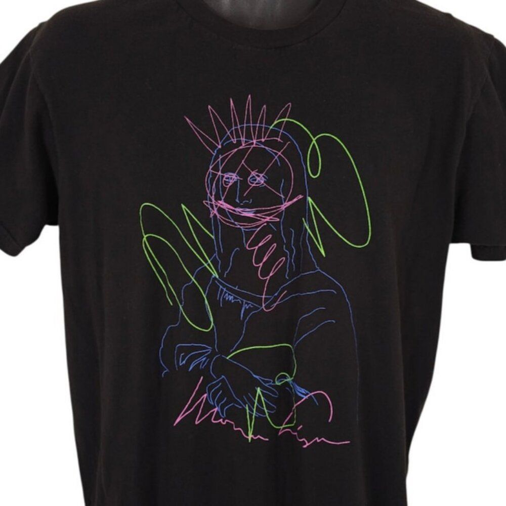 Mona Lisa T Shirt Mens Size Large Black Leonardo Da Vinci Universal Man Art Tee